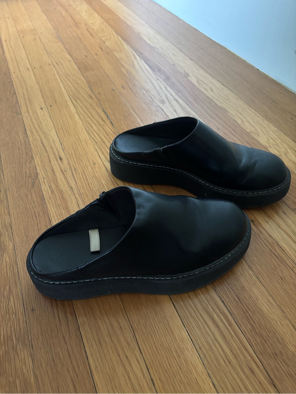 Black Slip-On Leather Clog